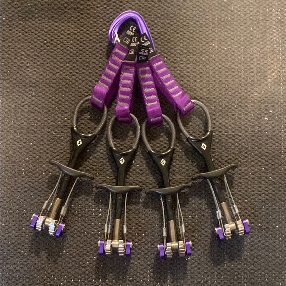 Black Diamond Climbing Cams with Purple Accents
